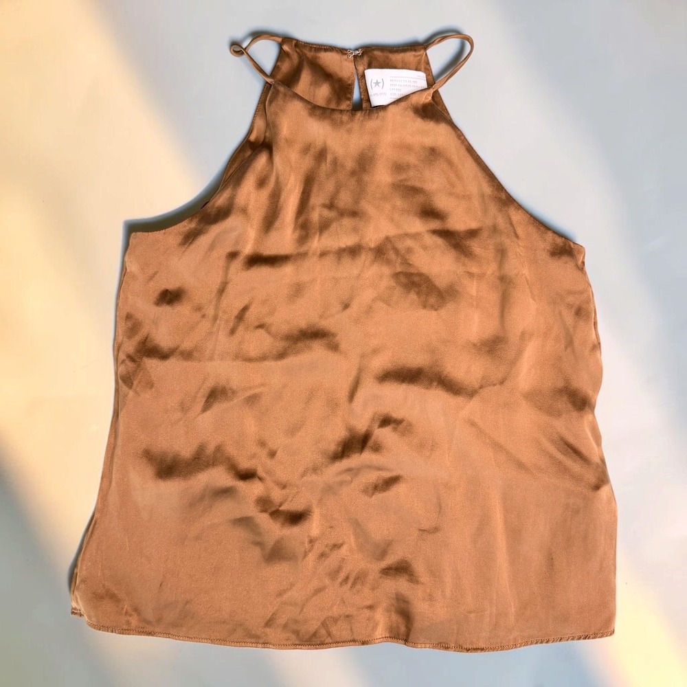 Banana Republic Silk Halter Top Copper Bronze XS Petite Minimalist